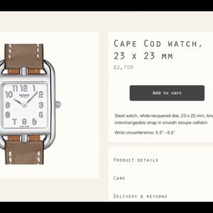 Hermes 23mm cape cod single tour etoupe